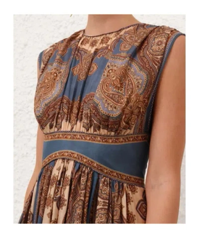 Zimmermann Womens Dark Blue Paisley Mahon Printed Silk Maxi Dress In Animal Print