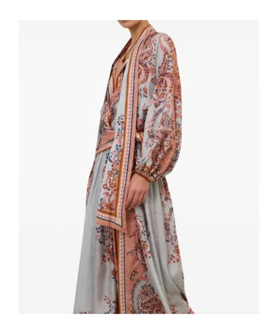 Zimmermann Paisley Floral Pure Silk Blouse With Self-tie Neck Detail In Multi