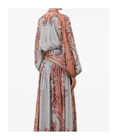 Zimmermann Paisley Floral Pure Silk Blouse With Self-tie Neck Detail In Multi