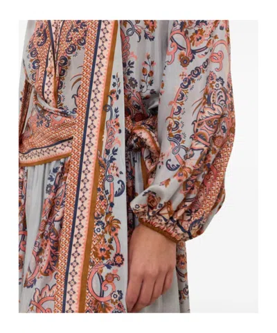 Zimmermann Paisley Floral Pure Silk Blouse With Self-tie Neck Detail In Multi