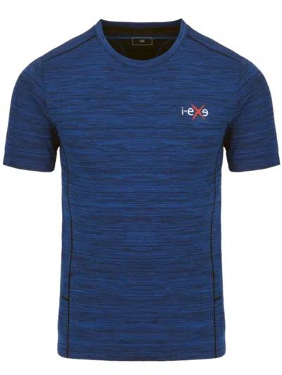 I-exe Marl-pattern Logo-print T-shirt In Blue