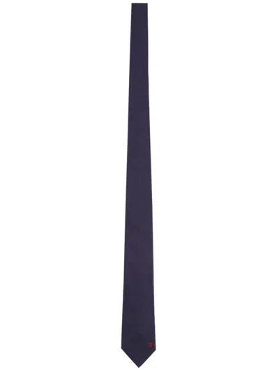 Ferragamo Navy Blue Solid Tie In Blue