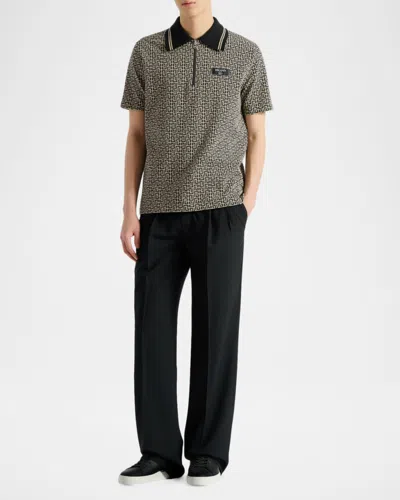 Balmain Men Labyrinth Polo Shirt With Jacquard Effect In Multi