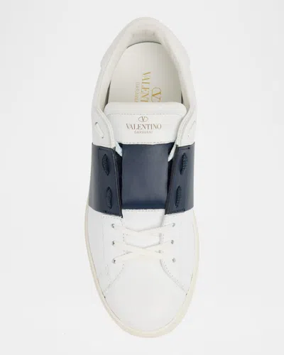 Valentino Garavani Minimalist Leather Sneakers With Contrasting Stripe Detail And Vlogo Signature In White