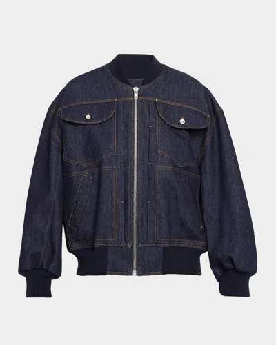 Co Denim Bomber Jacket In Blue