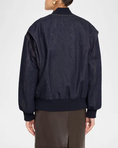 Co Denim Bomber Jacket In Blue
