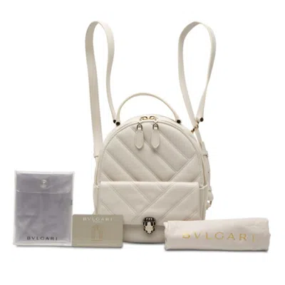 Pre-owned Bvlgari Ivory Leather Backpack () In White