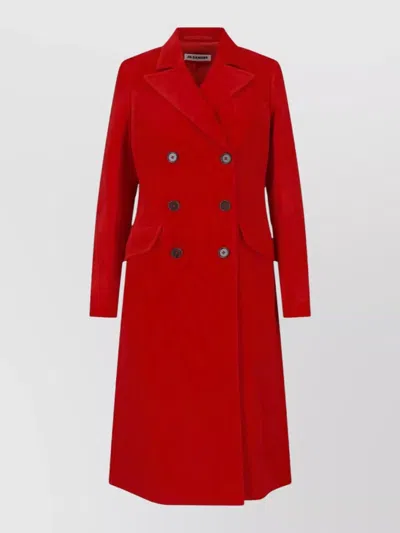 Jil Sander Tailored Coat Back Vent Double Breasted Lapels In Red