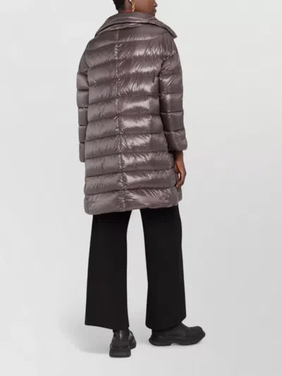 Herno Matilde Long Down Jacket High Collar In Brown