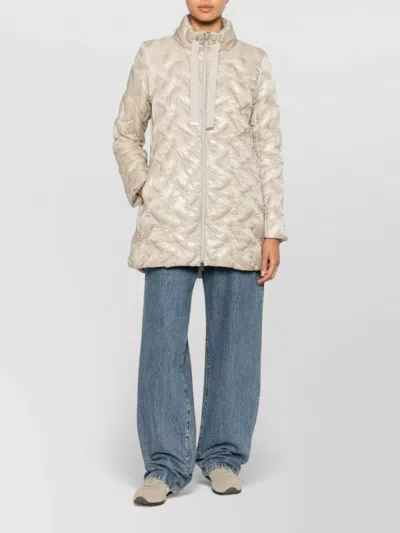 Herno Long Down Coat High Collar Quilted In Multi