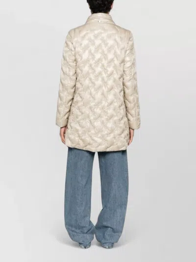 Herno Long Down Coat High Collar Quilted In Multi