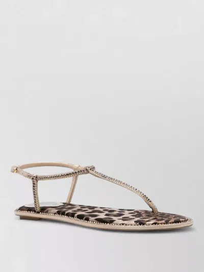 René Caovilla Brown Leopard Print Slippers In Multi