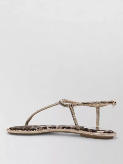 René Caovilla Brown Leopard Print Slippers In Multi