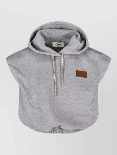 Fendi Hooded Sleeveless Top Drawstring Hem In Multi