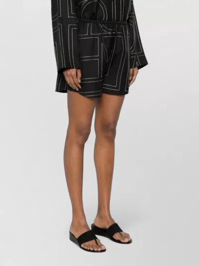 Totême Womens Black Monogram Wide-leg High-rise Silk-twill Shorts In Black