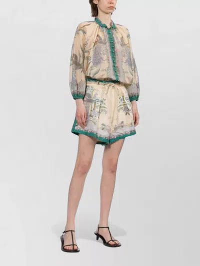 Zimmermann Indra Printed Metallic Cotton And Silk-blend Blouse In Multi