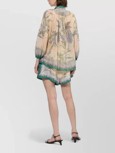 Zimmermann Indra Printed Metallic Cotton And Silk-blend Blouse In Multi