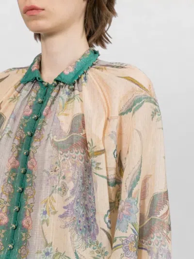 Zimmermann Indra Printed Metallic Cotton And Silk-blend Blouse In Multi
