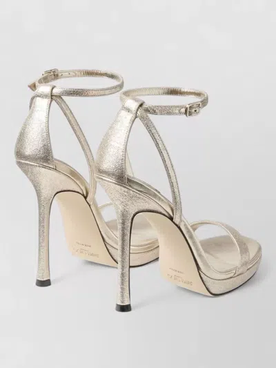 Jimmy Choo Moza Platform 120 Platinum Brilliance Fabric Sandals In Neutral