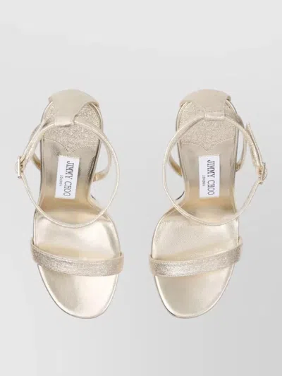 Jimmy Choo Moza Platform 120 Platinum Brilliance Fabric Sandals In Neutral
