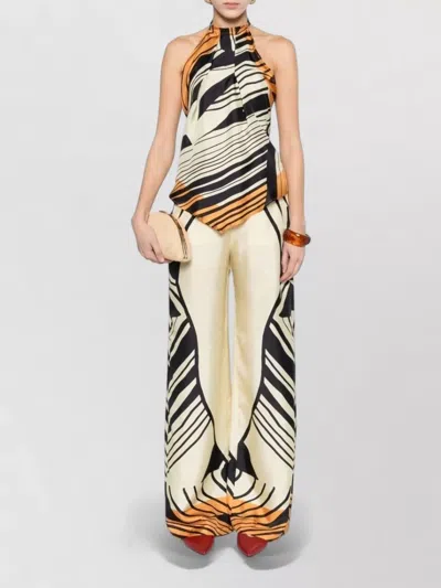 Raquel Diniz Halterneck Open Back Top Asymmetric Hem In Multi