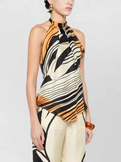 Raquel Diniz Halterneck Open Back Top Asymmetric Hem In Multi