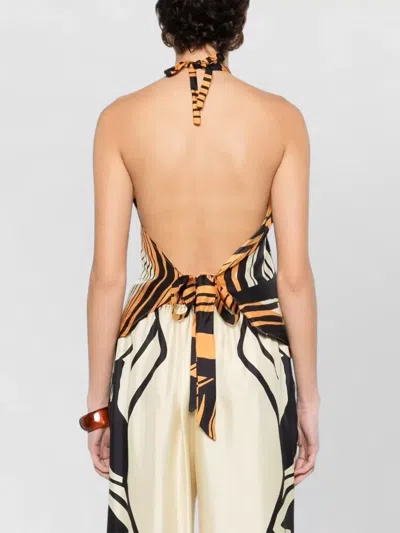 Raquel Diniz Halterneck Open Back Top Asymmetric Hem In Multi