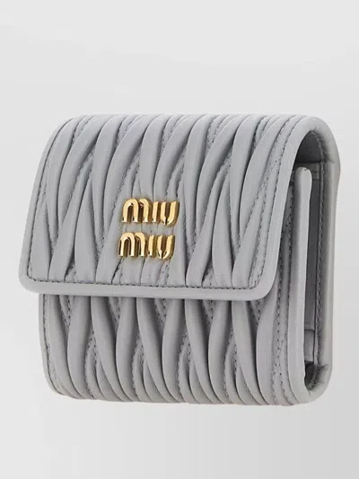 Miu Miu Leather Wallet Featuring Quilted Pattern Design In Red