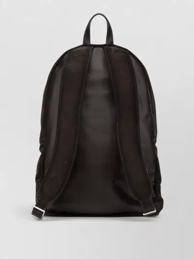 Santoni Suede Backpack Adjustable Straps Top Handle In Brown