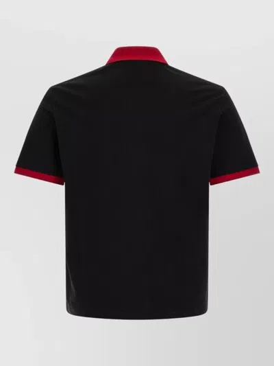 Versace Black Solid Shirt Collar Polo In Black
