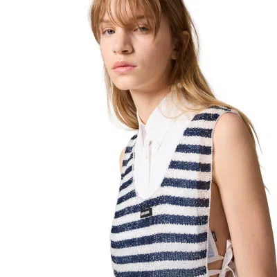Miu Miu Embroidered Beaded Top In Multi