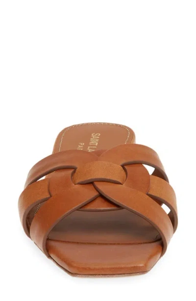 Saint Laurent Leather Tribute Flats With 1.5cm Heel For Women In Brown