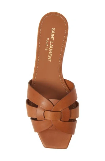Saint Laurent Leather Tribute Flats With 1.5cm Heel For Women In Brown