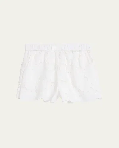 L'agence Laina Pull On Eyelet Shorts Ivory In White