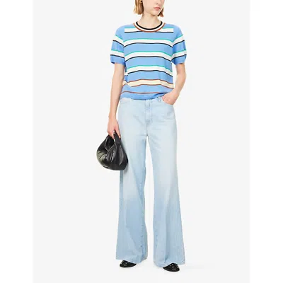 Mother Womens Shaken Not Stirred Ditcher Roller Zip Skimp Denim Jeans In Blue