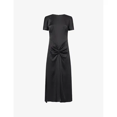 Victoria Beckham Womens Gathered Short-sleeve Stretch-woven Midi Dress Black