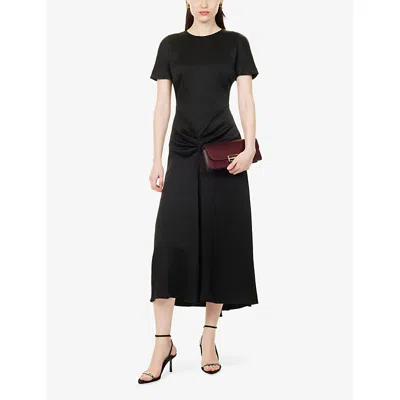 Victoria Beckham Womens Gathered Short-sleeve Stretch-woven Midi Dress Black