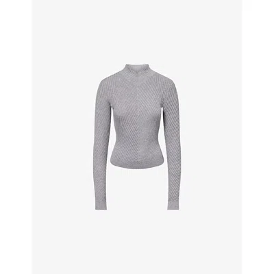 Victoria Beckham Womens Grey Marl Georgia Ribbed-knit Wool Jumper In Gray