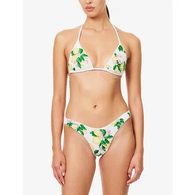 Oceanus Womens White Lemon Beaded Bikini In Multi