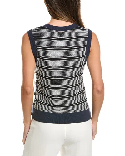 St John St. John Crew Side Placket Wool-blend Tank In Gray