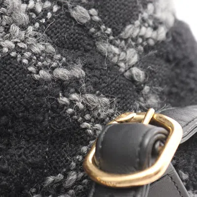Pre-owned Chanel Black Gray Wool Backpack Handbag () In Multi