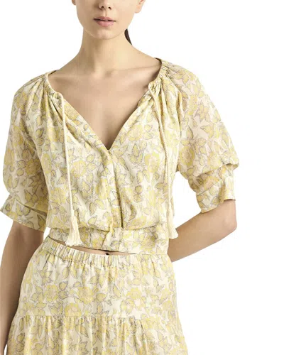 Derek Lam 10 Crosby Suri Printed Voile Tuck Front Top In Multi