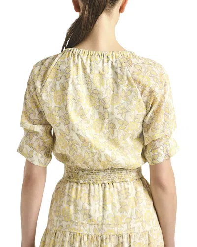 Derek Lam 10 Crosby Suri Printed Voile Tuck Front Top In Multi