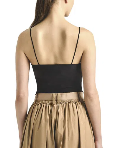 Derek Lam 10 Crosby Shira Poplin Double Tie Front Top In Black