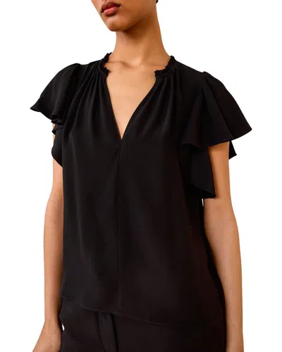 Ulla Johnson Lilo Flutter Sleeve Blouse In Black