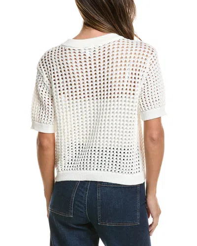 Cece Texture Mesh Cardigan In White