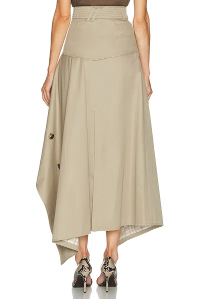 Burberry Heather Belted Asymmetric Cotton-gabardine Midi Skirt In Neutral