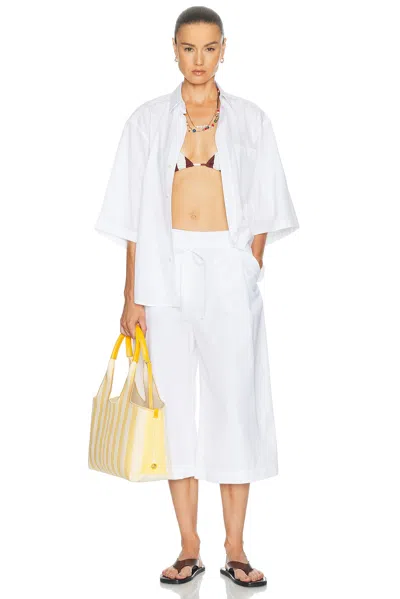 Jacquemus Le Marin High-rise Cotton-poplin Wide-leg Shorts In White