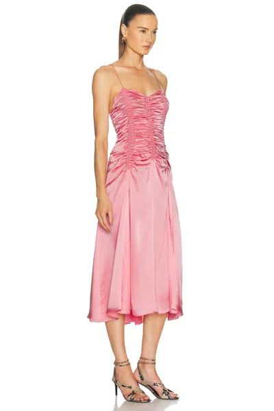 Khaite Womens Azalea Raina Ruched Silk Dress In Pink