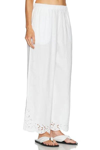 Lunya Embroidered Eyelet Linen Pants In White